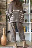 Big Softie Stripe Funnel Grunge Knit Mocha